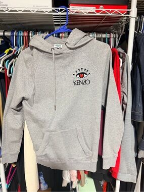 KENZO Grey Hoodie with Embroidered Eye Logo